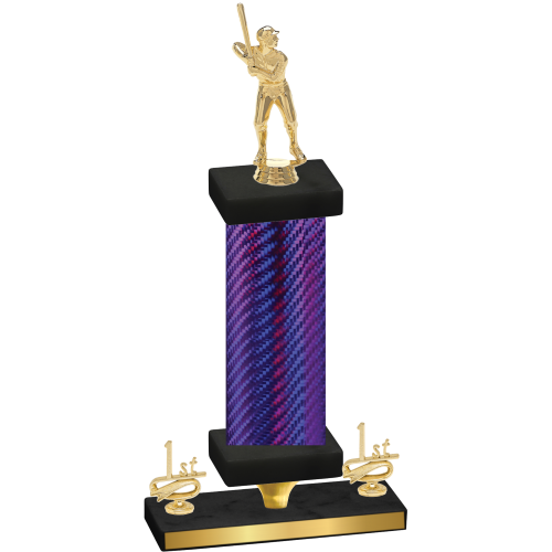 Premium Single Purple Carbon Fiber First Place Baseball Trophy