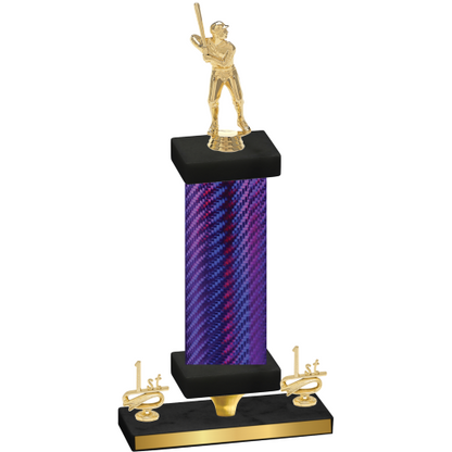 Premium Single Purple Carbon Fiber First Place Baseball Trophy