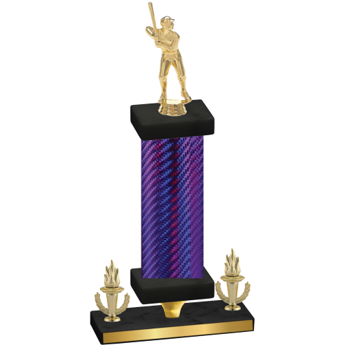 Premium Single Purple Carbon Fiber Victory Baseball Trophy