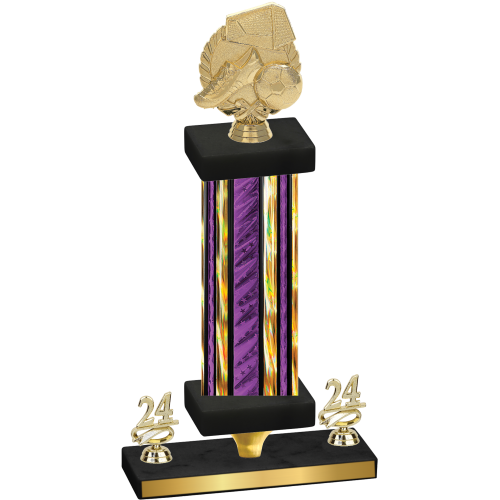 Premium Single Purple Glacier Year Soccer Trophy