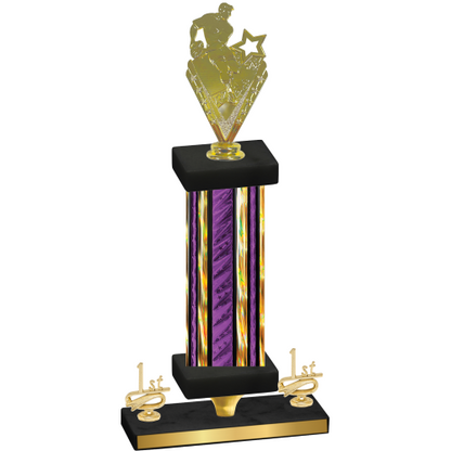 Premium Single Purple Glacier First Place Rugby Trophy