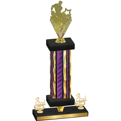 Premium Single Purple Glacier Third Place Rugby Trophy