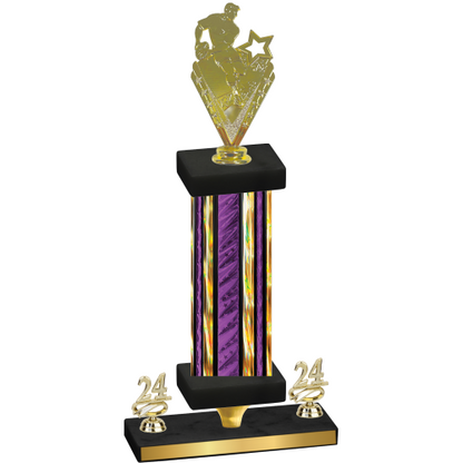 Premium Single Purple Glacier Year Rugby Trophy