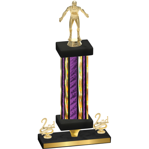 Premium Single Purple Glacier Second Place Wrestling Trophy