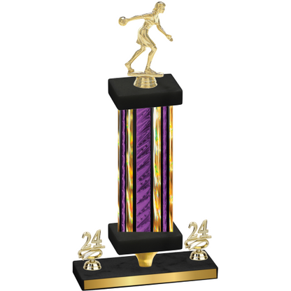 Premium Single Purple Glacier Year Bowling Trophy