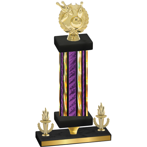 Premium Single Purple Glacier Victory Bowling Trophy