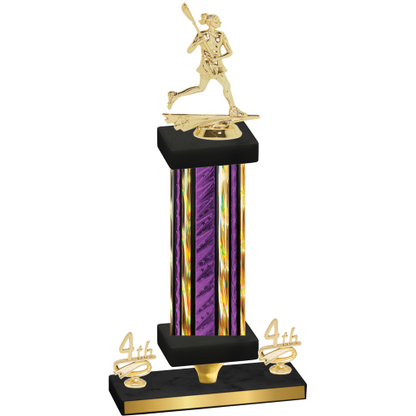 Premium Single Purple Glacier Fourth Place Lacrosse Trophy