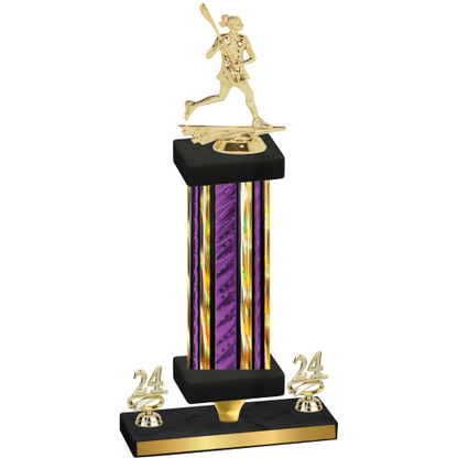 Premium Single Purple Glacier Year Lacrosse Trophy