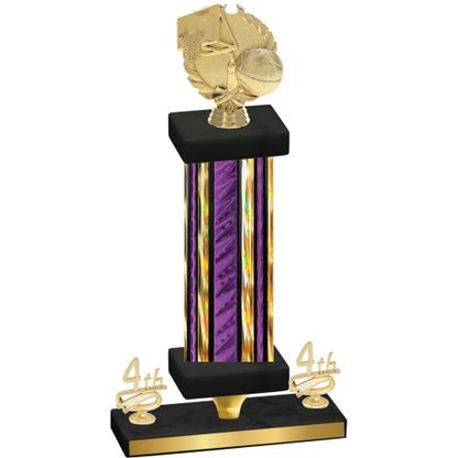 Premium Single Purple Glacier Fourth Place Basketball Trophy