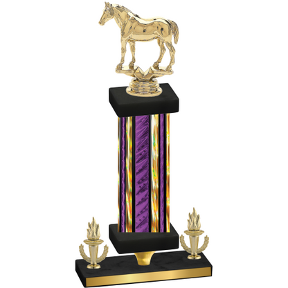 Premium Single Purple Glacier Victory Horses Trophy