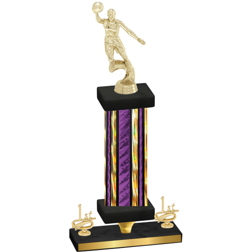 Premium Single Purple Glacier First Place Basketball Trophy