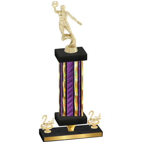 Premium Single Purple Glacier Second Place Basketball Trophy