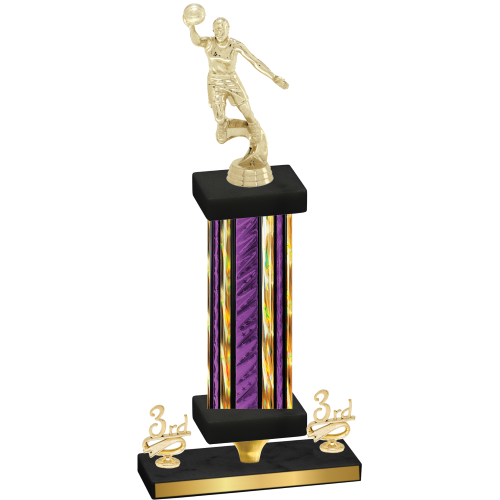 Premium Single Purple Glacier Third Place Basketball Trophy