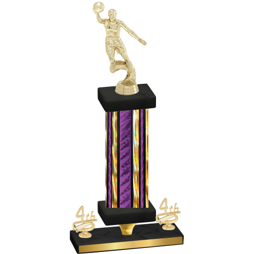 Premium Single Purple Glacier Fourth Place Basketball Trophy