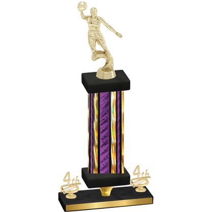 Premium Single Purple Glacier Fourth Place Basketball Trophy