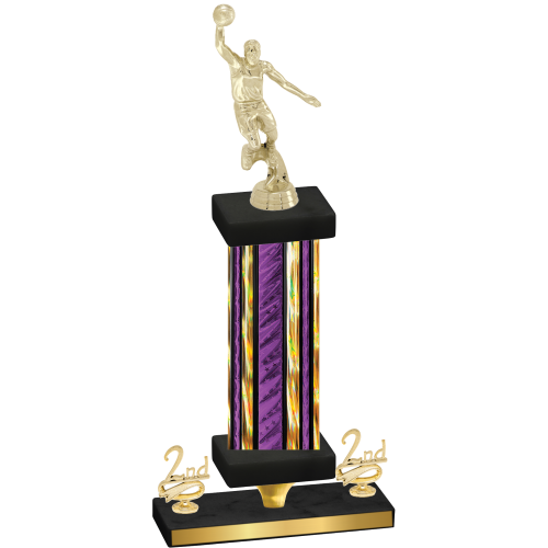 Premium Single Purple Glacier Second Place Basketball Trophy