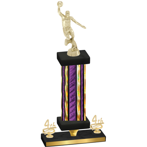 Premium Single Purple Glacier Fourth Place Basketball Trophy