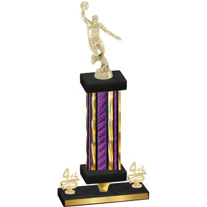 Premium Single Purple Glacier Fourth Place Basketball Trophy