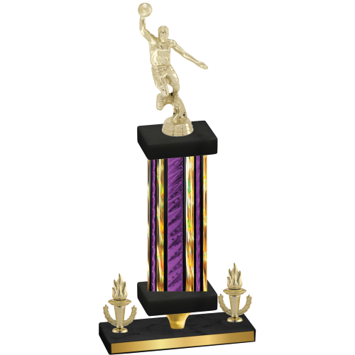 Premium Single Purple Glacier Victory Basketball Trophy