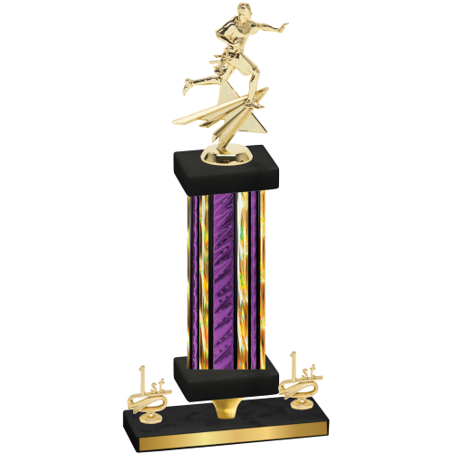 Premium Single Purple Glacier First Place Flag Football Trophy