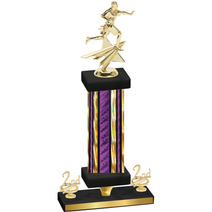 Premium Single Purple Glacier Second Place Flag Football Trophy