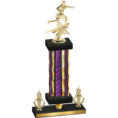 Premium Single Purple Glacier Victory Flag Football Trophy