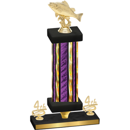 Premium Single Purple Glacier Fourth Place Fishing Trophy