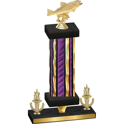 Premium Single Purple Glacier Victory Fishing Trophy