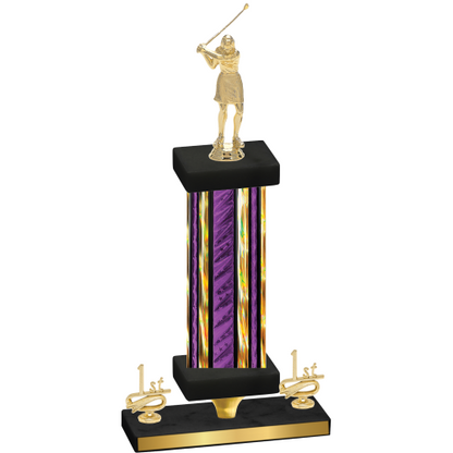 Premium Single Purple Glacier First Place Golf Trophy