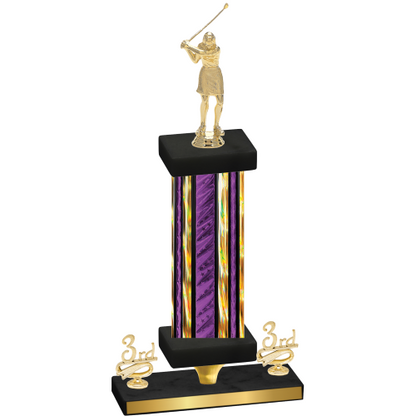 Premium Single Purple Glacier Third Place Golf Trophy