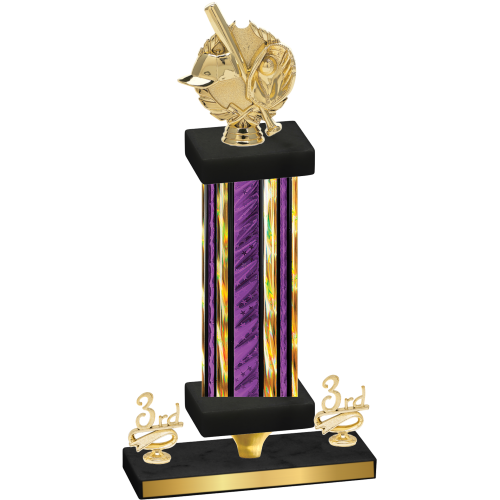 Premium Single Purple Glacier Third Place Baseball Trophy