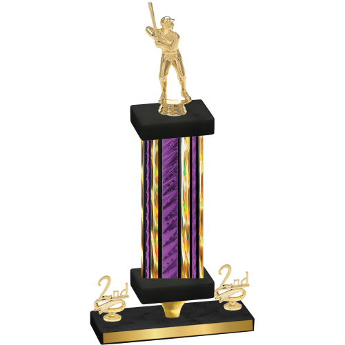 Premium Single Purple Glacier Second Place Baseball Trophy