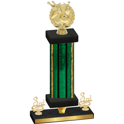 Premium Single Green Glacier Third Place Bowling Trophy