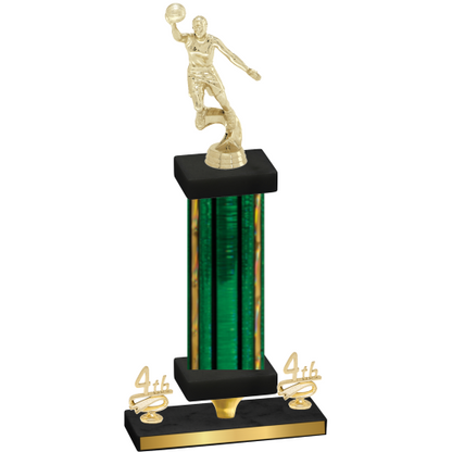 Premium Single Green Glacier Fourth Place Basketball Trophy