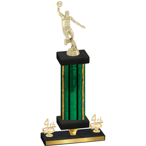 Premium Single Green Glacier Fourth Place Basketball Trophy