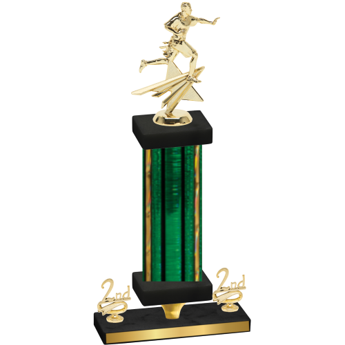 Premium Single Green Glacier Second Place Flag Football Trophy