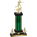 Premium Single Green Glacier Victory Flag Football Trophy