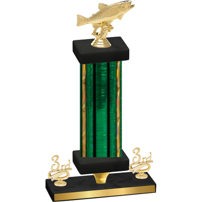Premium Single Green Glacier Third Place Fishing Trophy
