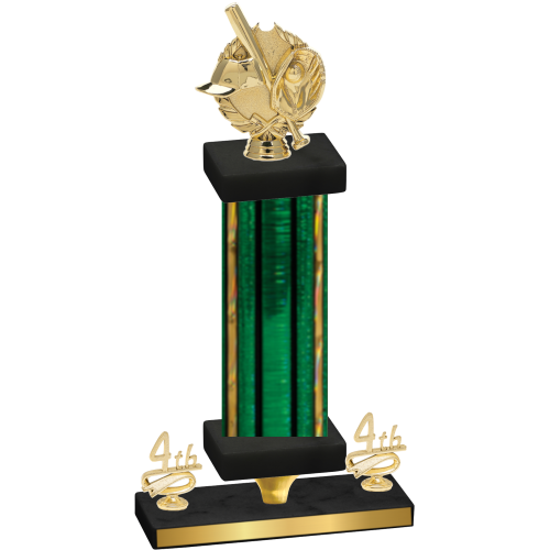 Premium Single Green Glacier Fourth Place Baseball Trophy