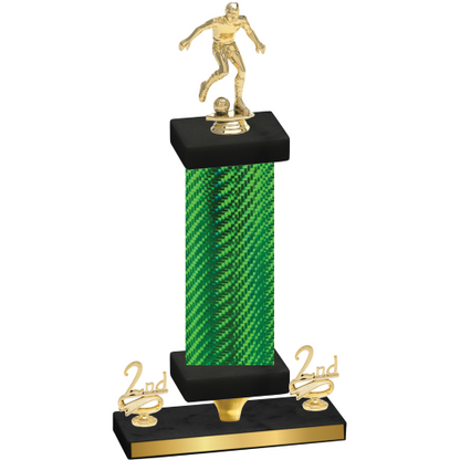 Premium Single Green Carbon Fiber Second Place Soccer Trophy