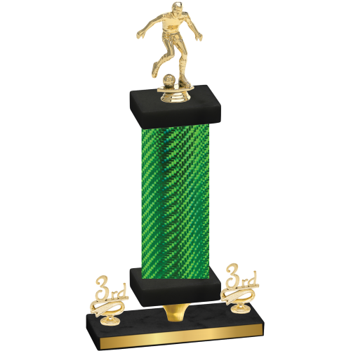Premium Single Green Carbon Fiber Third Place Soccer Trophy