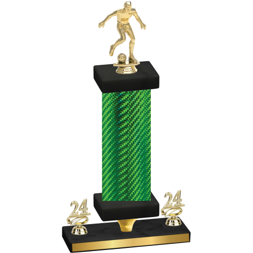 Premium Single Green Carbon Fiber Year Soccer Trophy