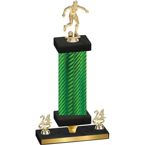 Premium Single Green Carbon Fiber Year Soccer Trophy