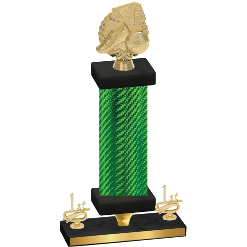 Premium Single Green Carbon Fiber First Place Soccer Trophy
