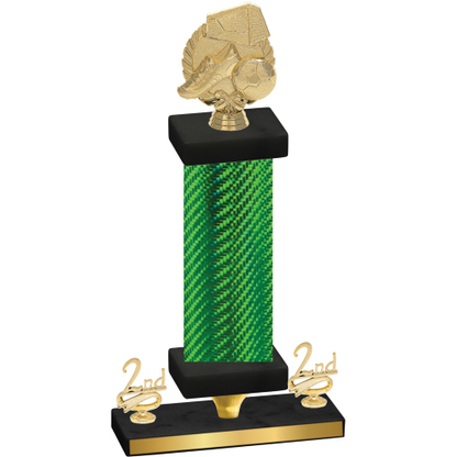 Premium Single Green Carbon Fiber Second Place Soccer Trophy