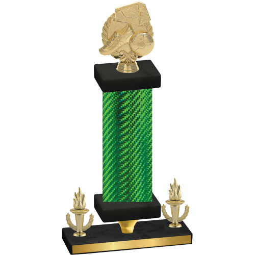 Premium Single Green Carbon Fiber Victory Soccer Trophy