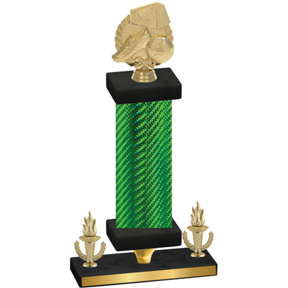 Premium Single Green Carbon Fiber Victory Soccer Trophy