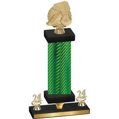 Premium Single Green Carbon Fiber Year Soccer Trophy