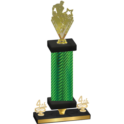Premium Single Green Carbon Fiber Fourth Place Rugby Trophy