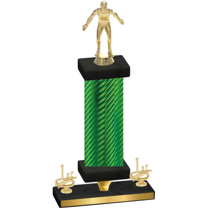 Premium Single Green Carbon Fiber First Place Wrestling Trophy